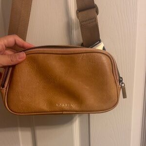 AZARIA Tan Leather Crossbody Bag